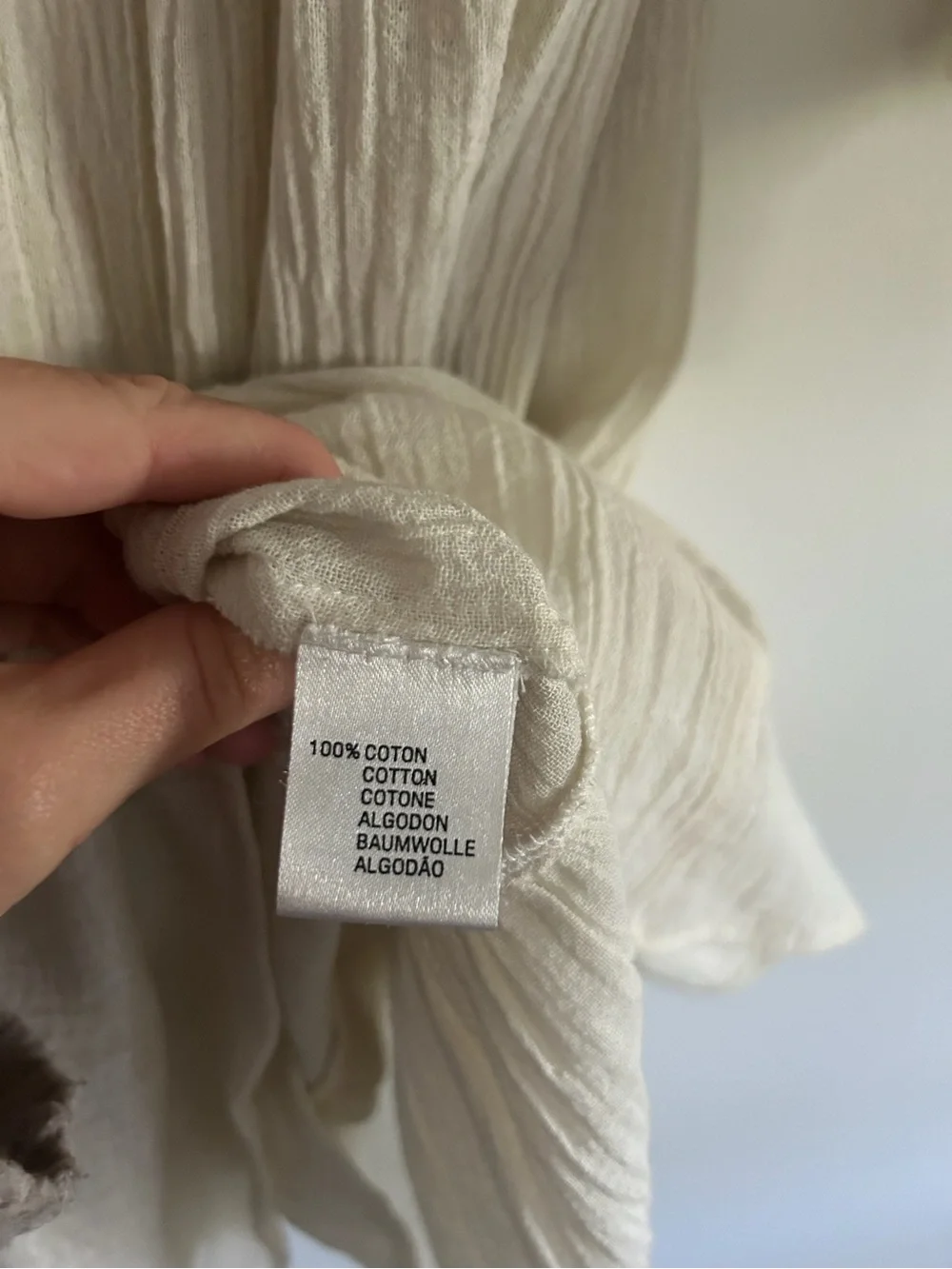Antik Batik Cream Cotton Crepe Crochet Openwork Boho Prairie Dress XS Sheer